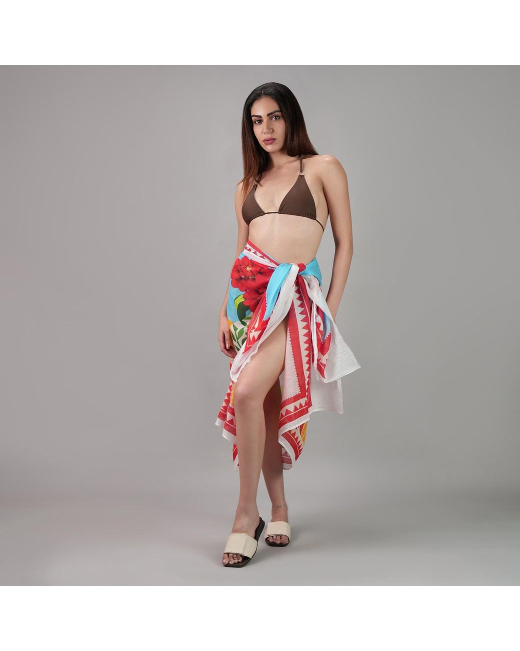 DHARA SHETH DUBAI Orange Mediterranean Picnic Resort Cotton Sarong