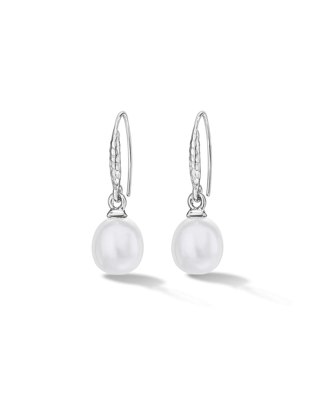 Dower & Hall White Oval Luna Pearl Drop Earrings