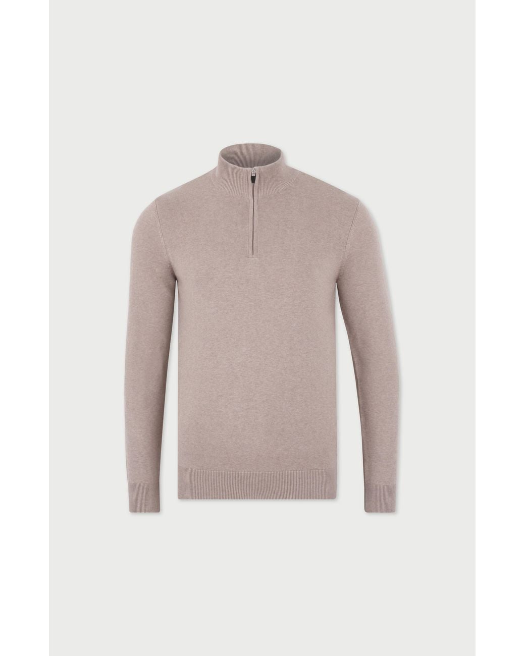 Paul James Knitwear Gray Lightweight Foster Cotton Zip Neck Jumper for men