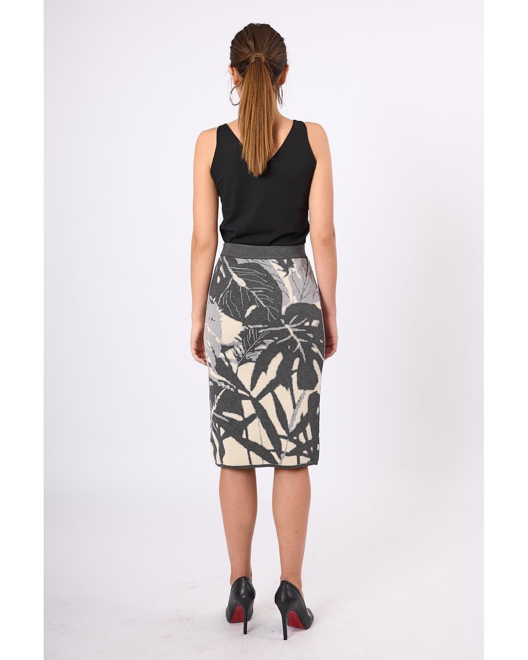 Peraluna Gray Susan Jacquard Knit Skirt