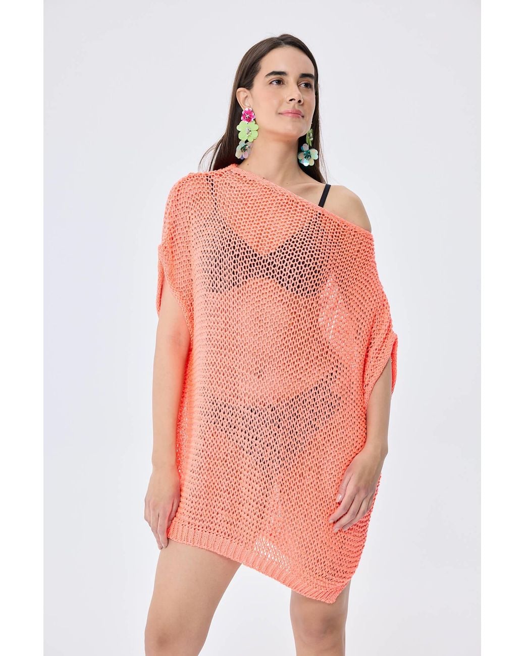 Peraluna Pink Fiona Openwork Knit Tunic