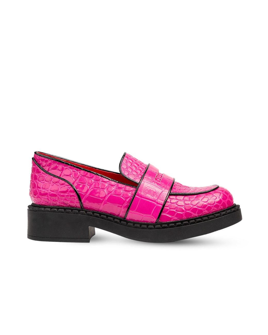 Rosamund Muir London Pink Stratford Crocodile Print Loafers