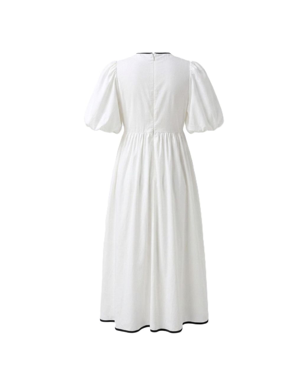 Modenaire White Midi Dress Sculpted Bow Detail
