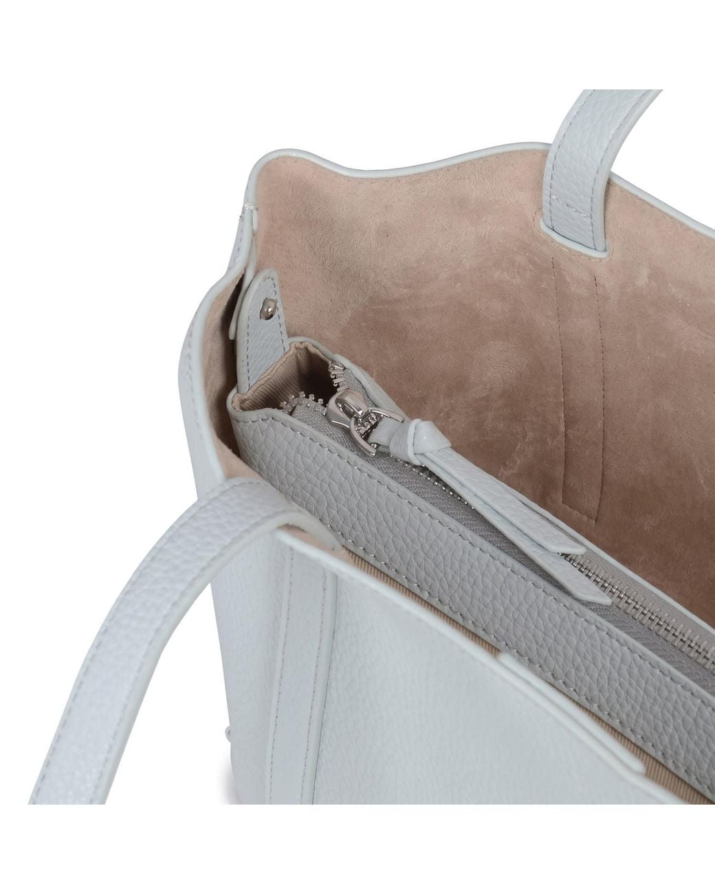 Modenaire Blue Pebbled Leather Tote Bag With Removable Pouch And Charm