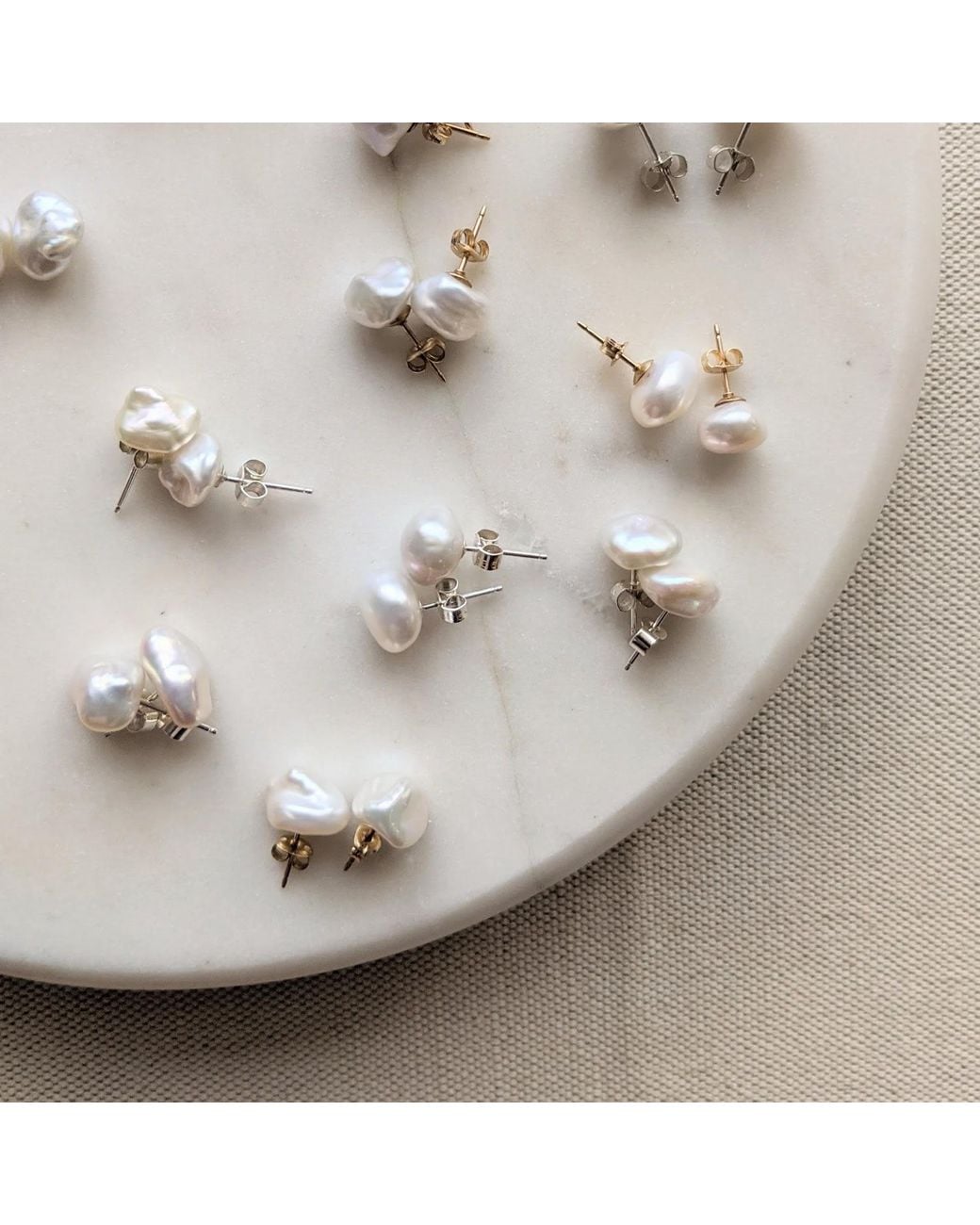 Kiri & Belle Metallic Dot Keshi Pearl Sterling Stud Earrings
