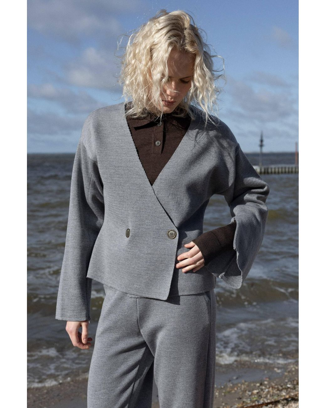 SALANIDA Gray Galante Knitted 100% Merino Blazer Light