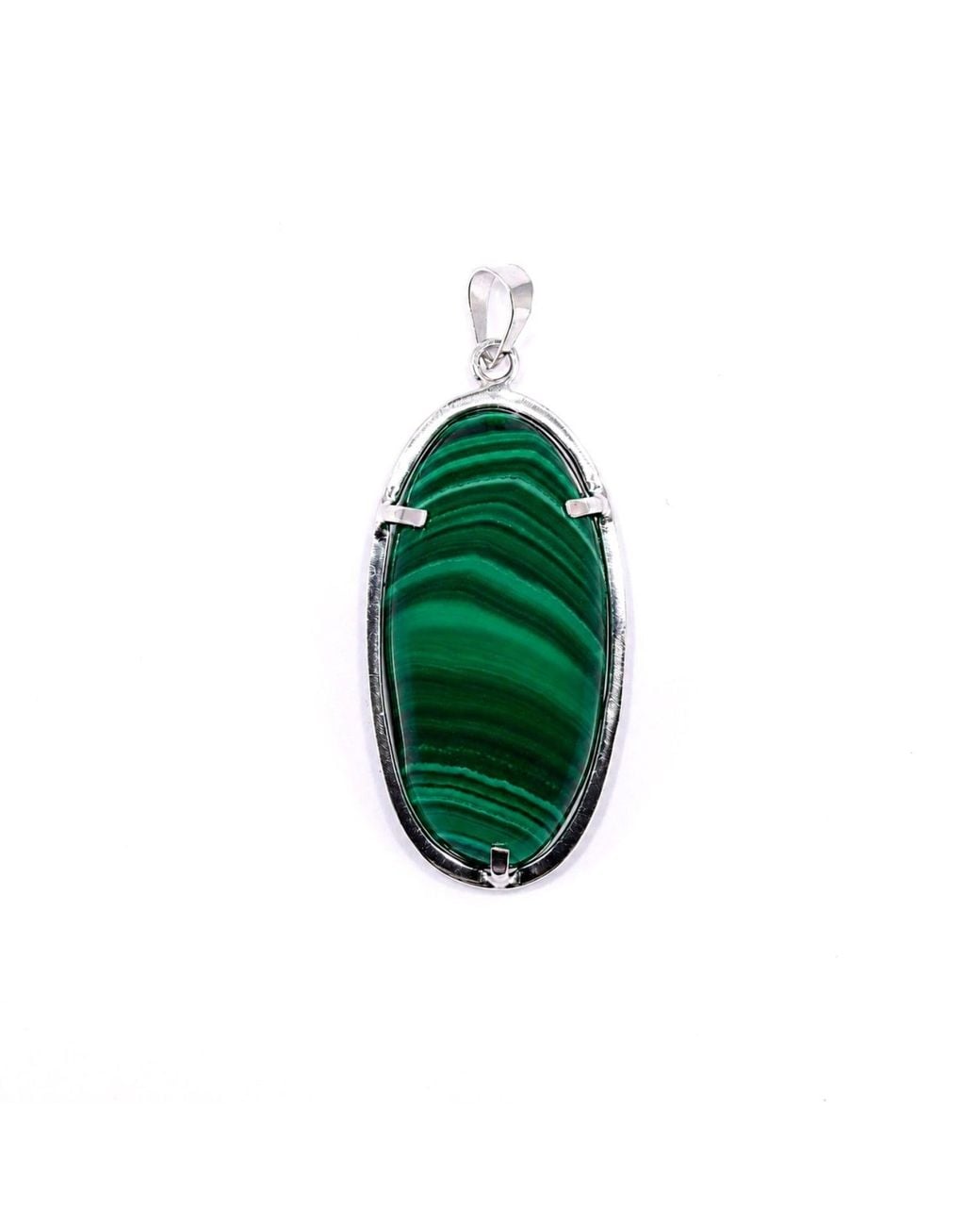 Mineralgems•Studio Green Malachite Pendant With Sterling Chain