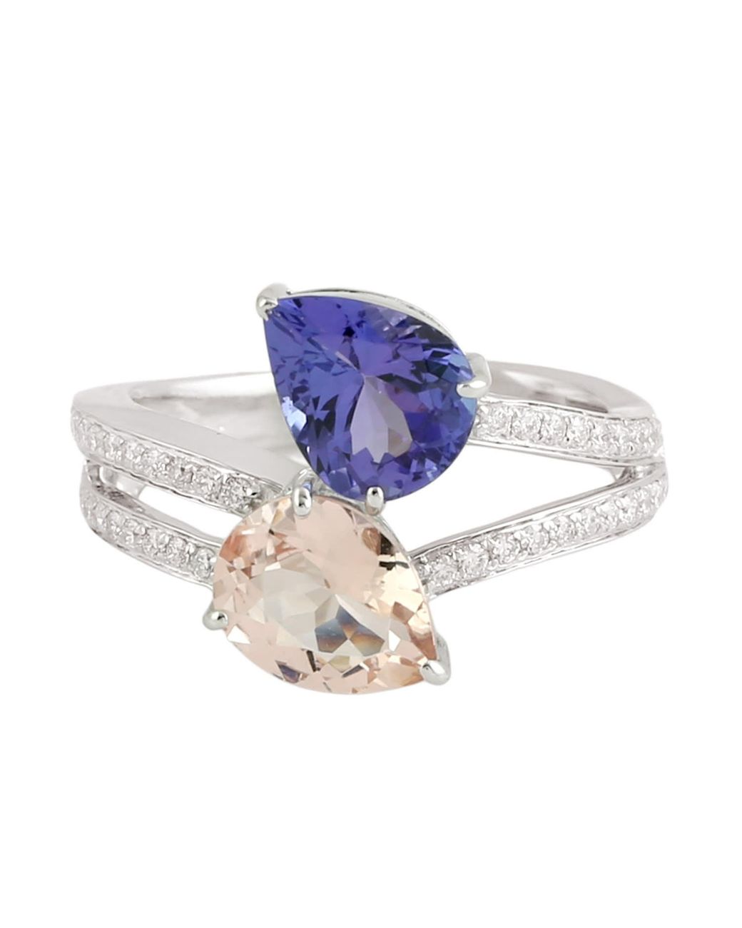 Artisan Metallic Tanzanite & Mix Stone Diamond Bypass Ring