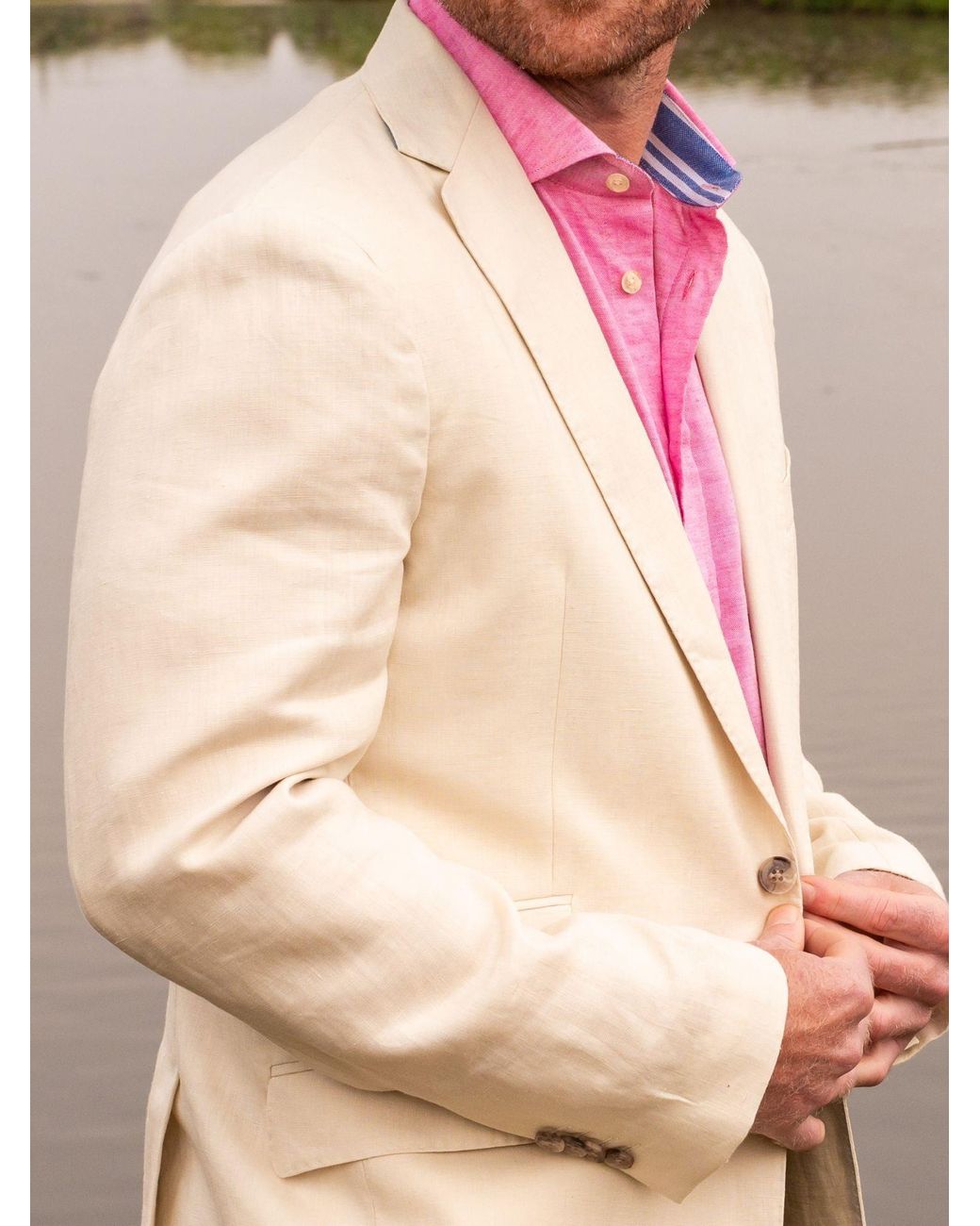 Koy Clothing Natural Neutrals Rift Valley Cream Linen Blazer for men