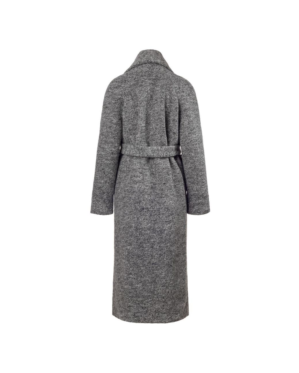 Jana Coshè Gray Melange Wool Belted Coat – Long Soft Robe-Style Outerwear