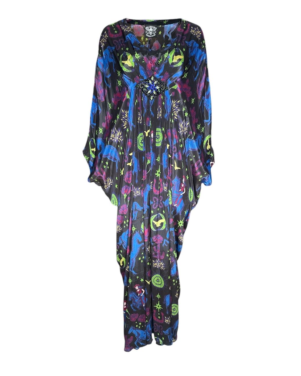 Any Old Iron Blue Multicolored Cowgirls Are Forever Beaded Dress