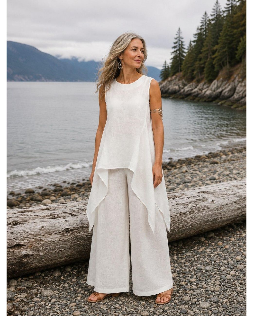 Lumina Eligma White The Breeze Ensemble Blouse