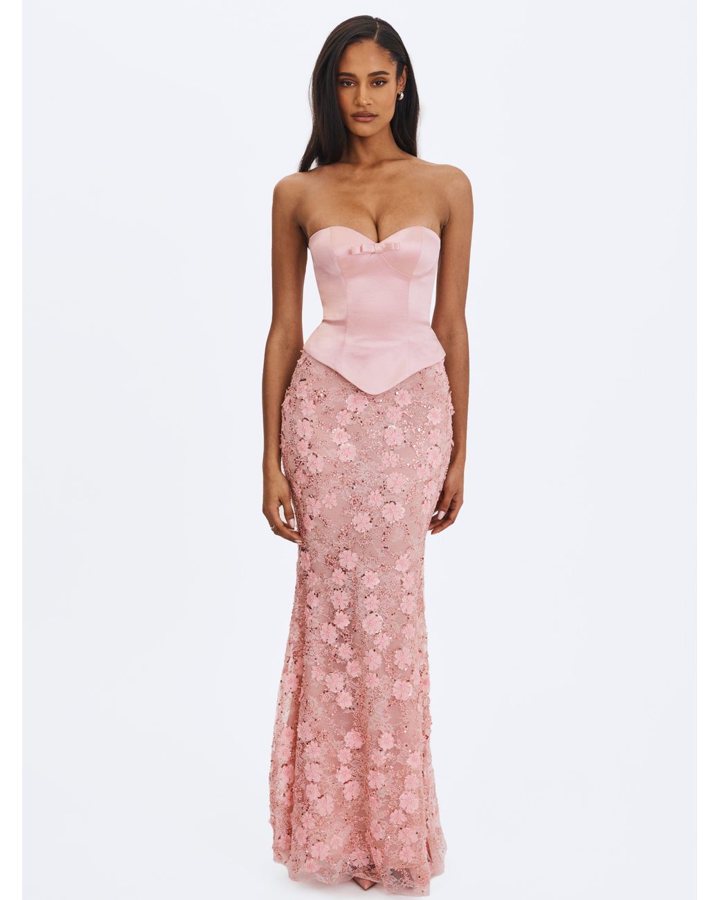 Miss Circle New York Purple Uliya Rosy Strapless Mermaid Peplum Maxi Dress
