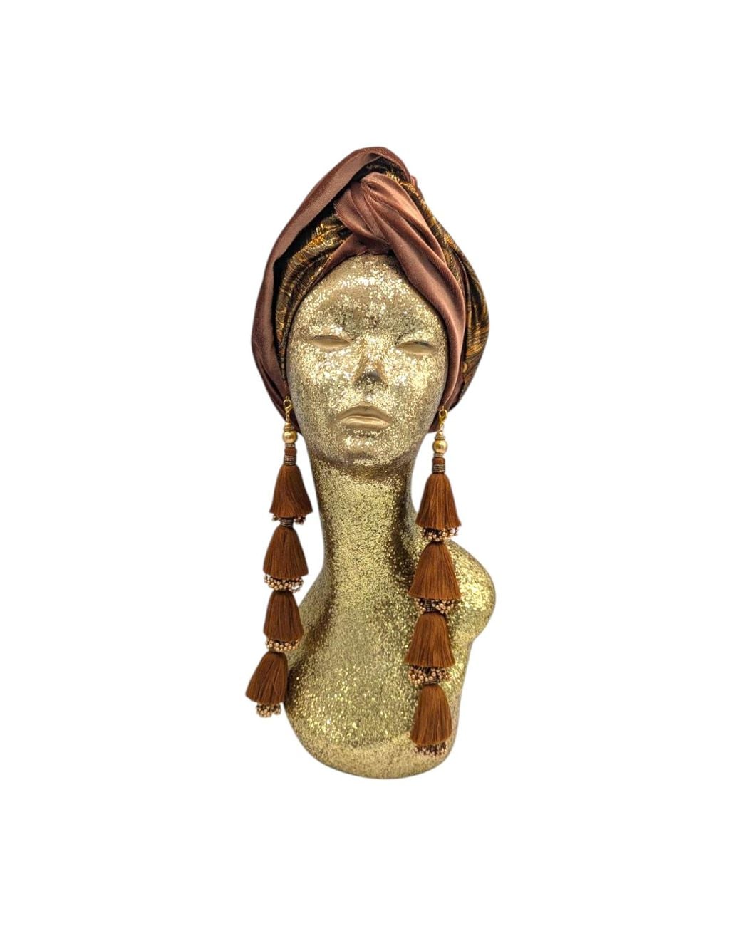 Julia Clancey Brown Cocoa Brocade & Velour Reversible Dorado Turban