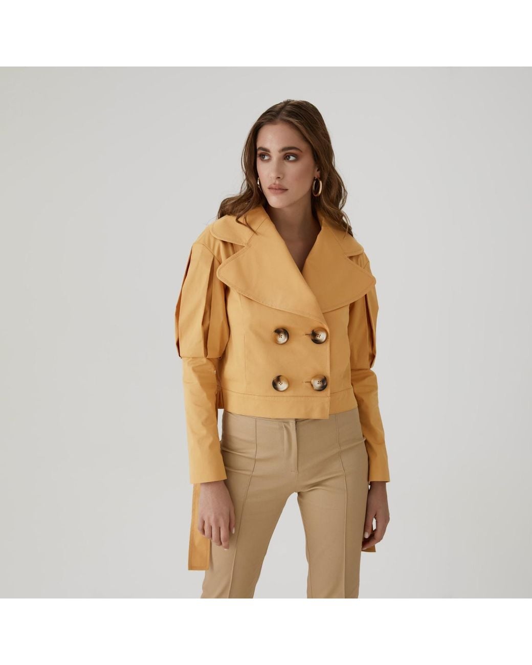 Lita Couture Brown Statement Jacket With Oversized Lapels