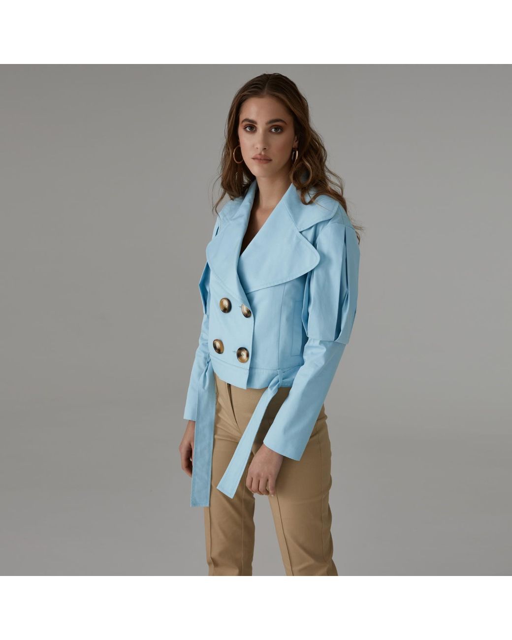 Lita Couture Blue Statement Jacket With Oversized Lapels