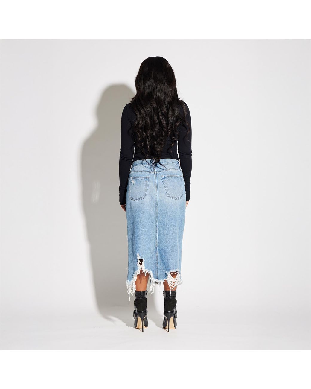 Circular Path Blue Cross Over Midi Skirt