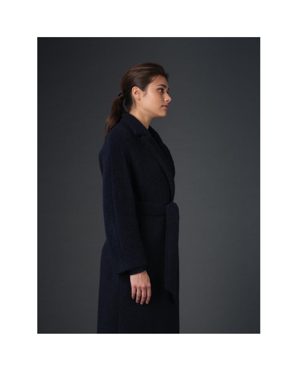 Vulto Blue Dark Belted Coat
