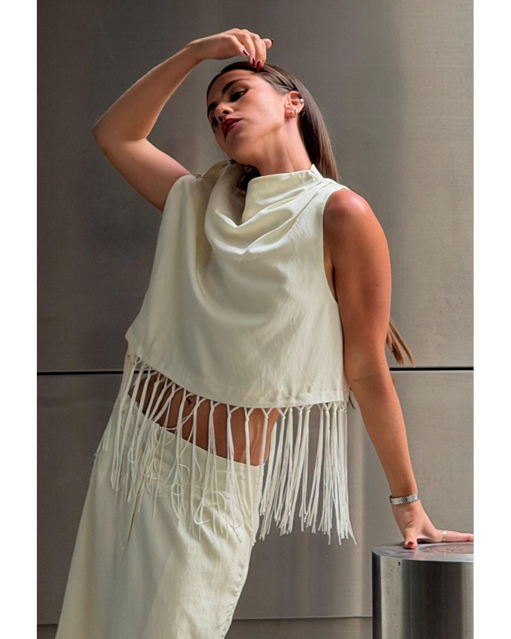 Tohen White Neutrals Manon Fringe Top 1