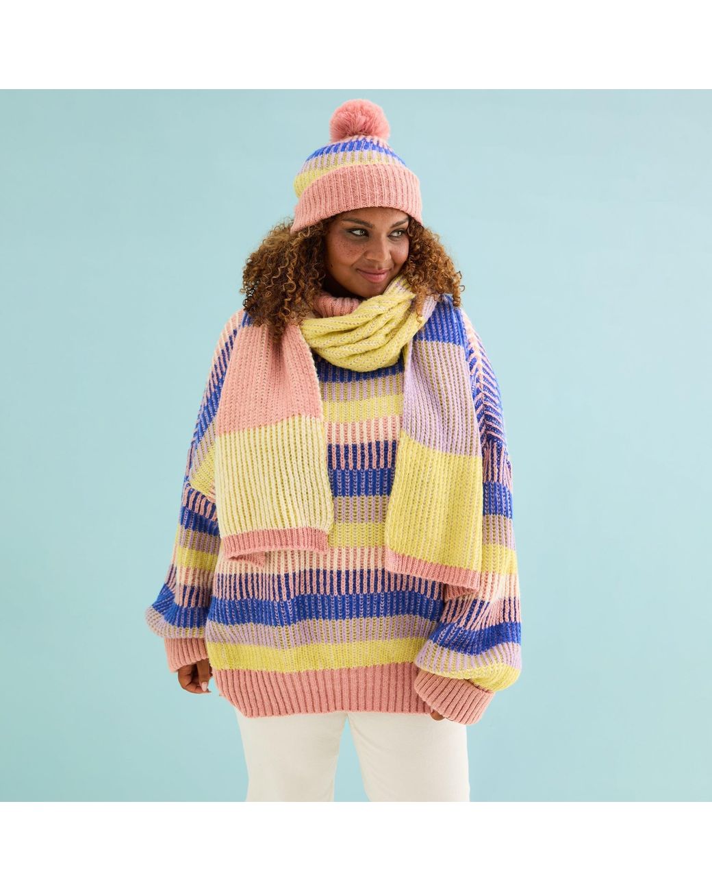 Cara & The Sky Multicolor Leia Stripe Oversized Scarf