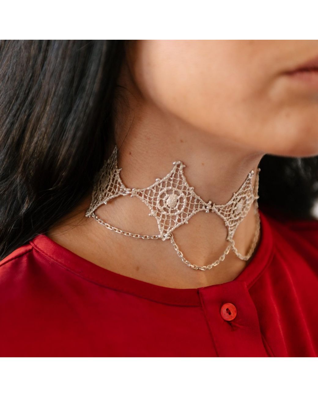 Raxada Metallic Enchanted Rhombus Choker