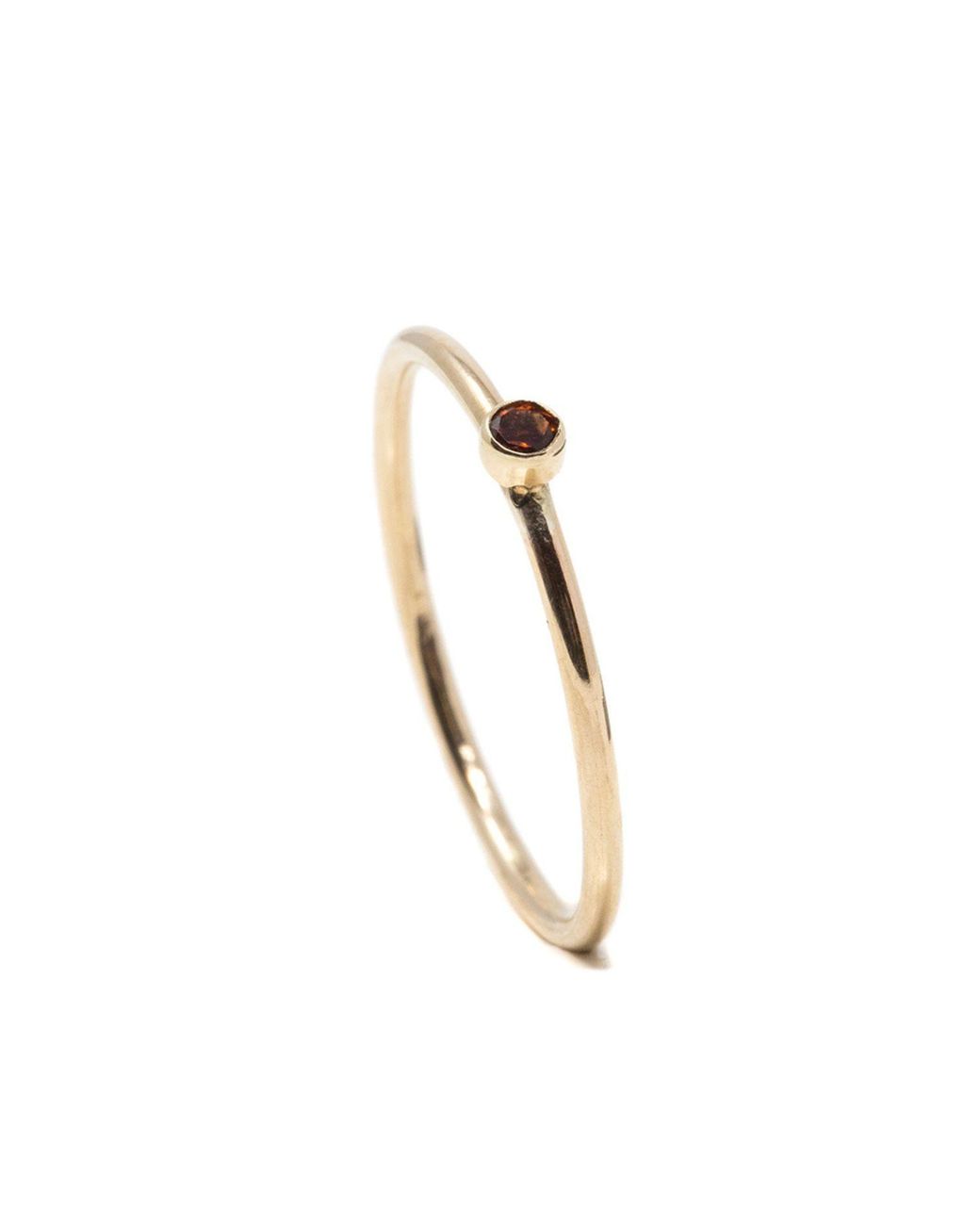 NASI SILVER Metallic Slim Single Stone Ring- Garnet