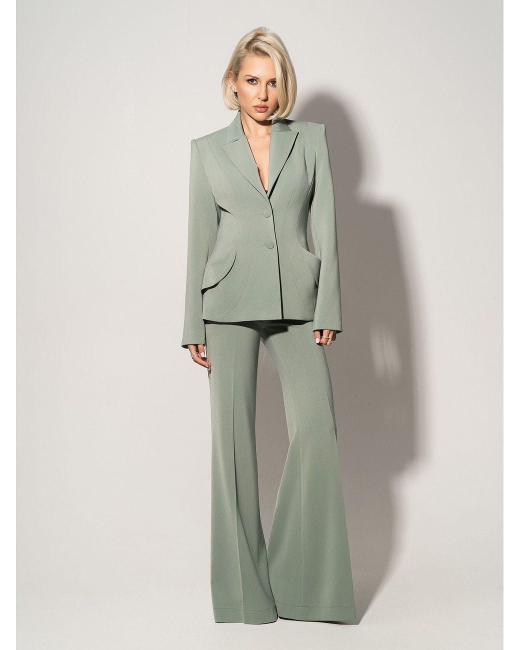 Tia Dorraine Green Tailored Fit Suiting Blazer & Trousers Suit