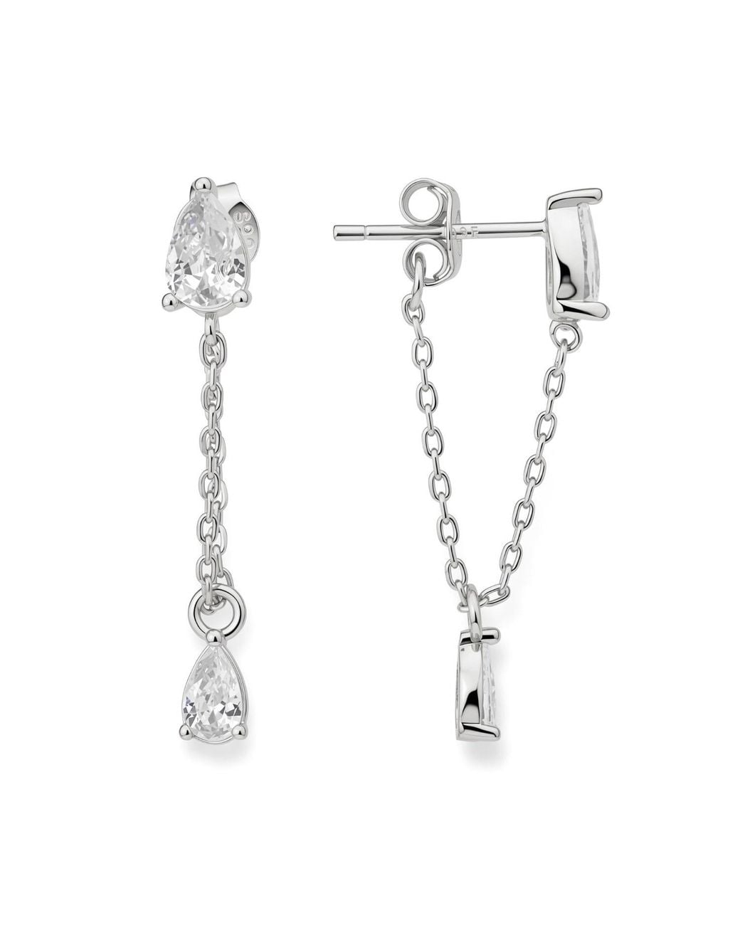 Kylie Harper White Pear-Cut Diamond Cz Dangling Chain Earrings