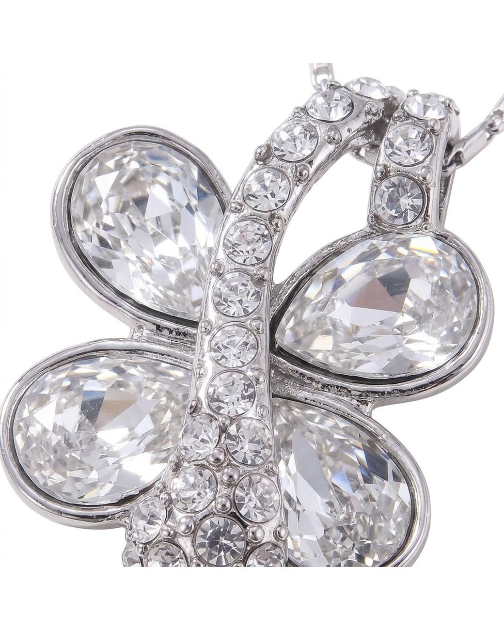 Modenaire Metallic Butterfly Crystal Drop Pendant Necklace