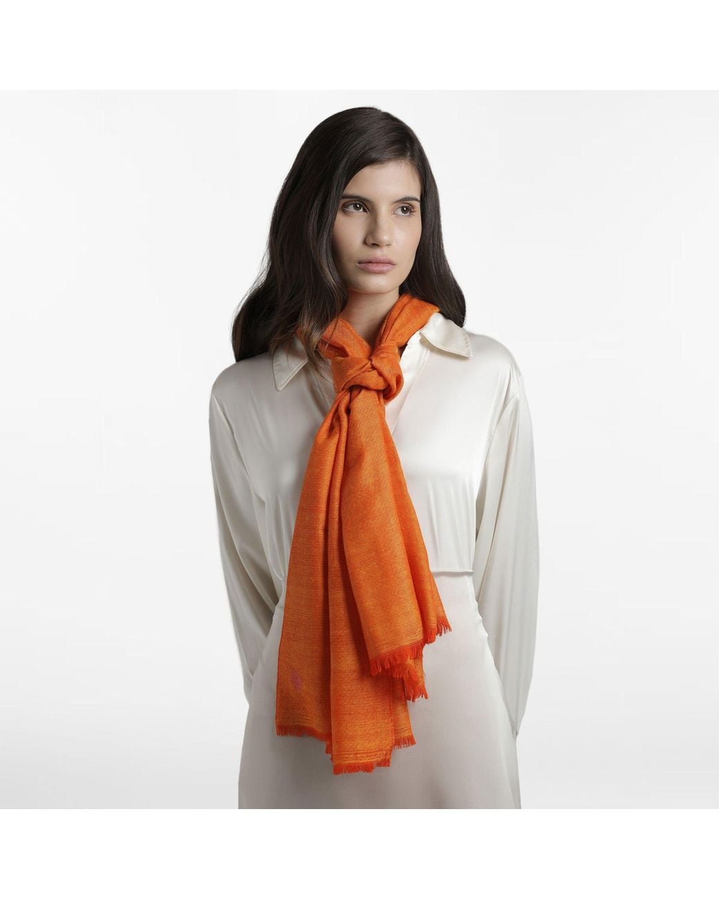Pink Maharani Orange Double Weave Mango Stole
