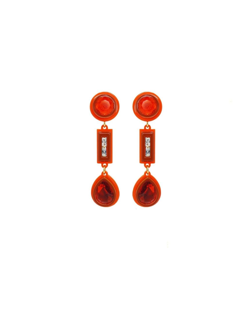 Gissa Bicalho Red Handmade Acrylic Earring Kit Stone Hoop And Pendant Cinnamon