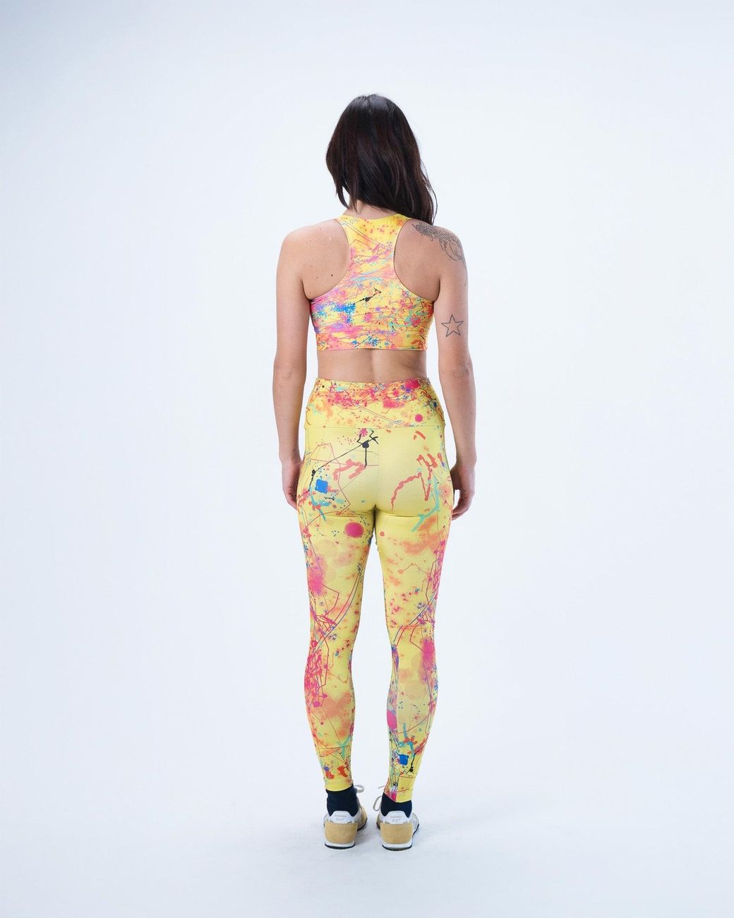 Lilia Munn Yellow High Waisted Leggings – Acid Rain Print