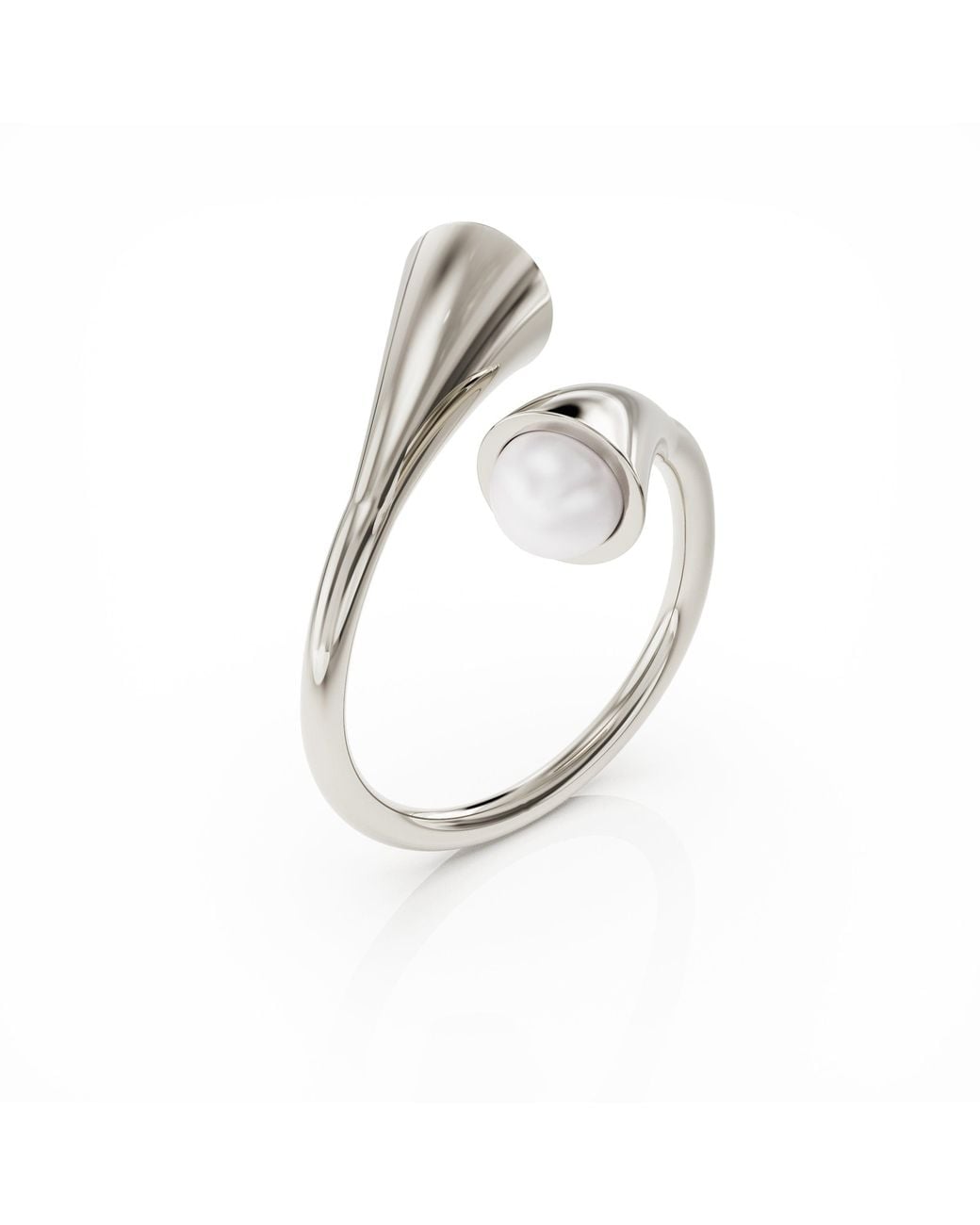 Linda Fiore Metallic Bella Solid Ring With Two Cultured Freshwater Pearls