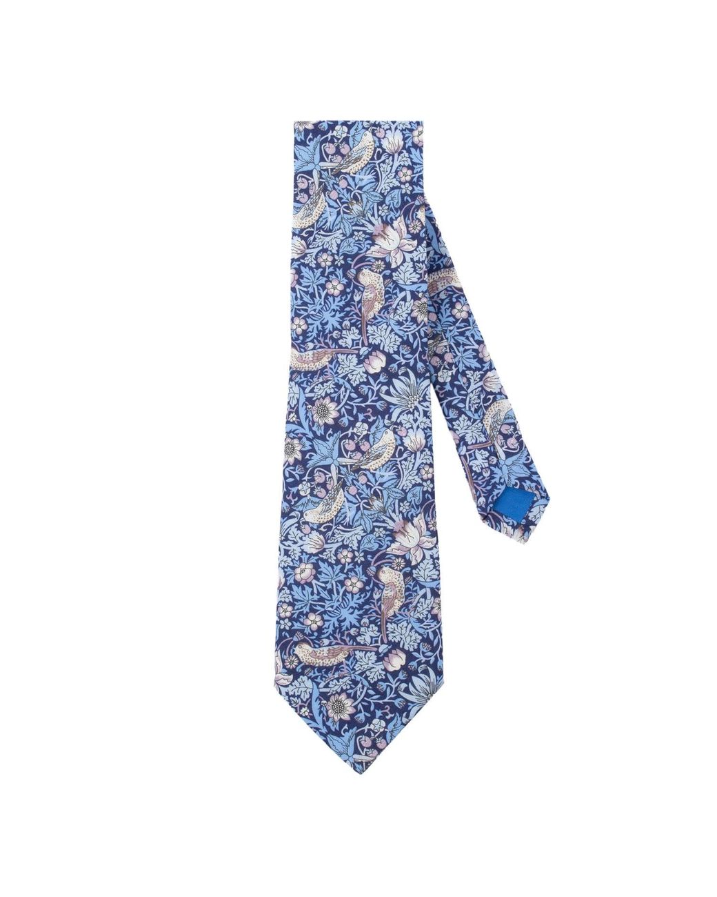 LE COLONEL Blue Liberty Persian Strawberry Thief Tie for men
