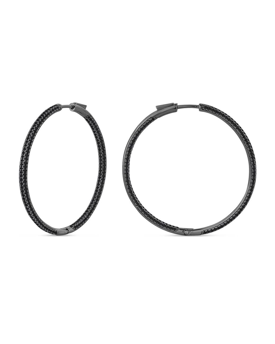 SALLY SKOUFIS Metallic Pursuit Pave Hoops With Made Cz Diamond Stimulant