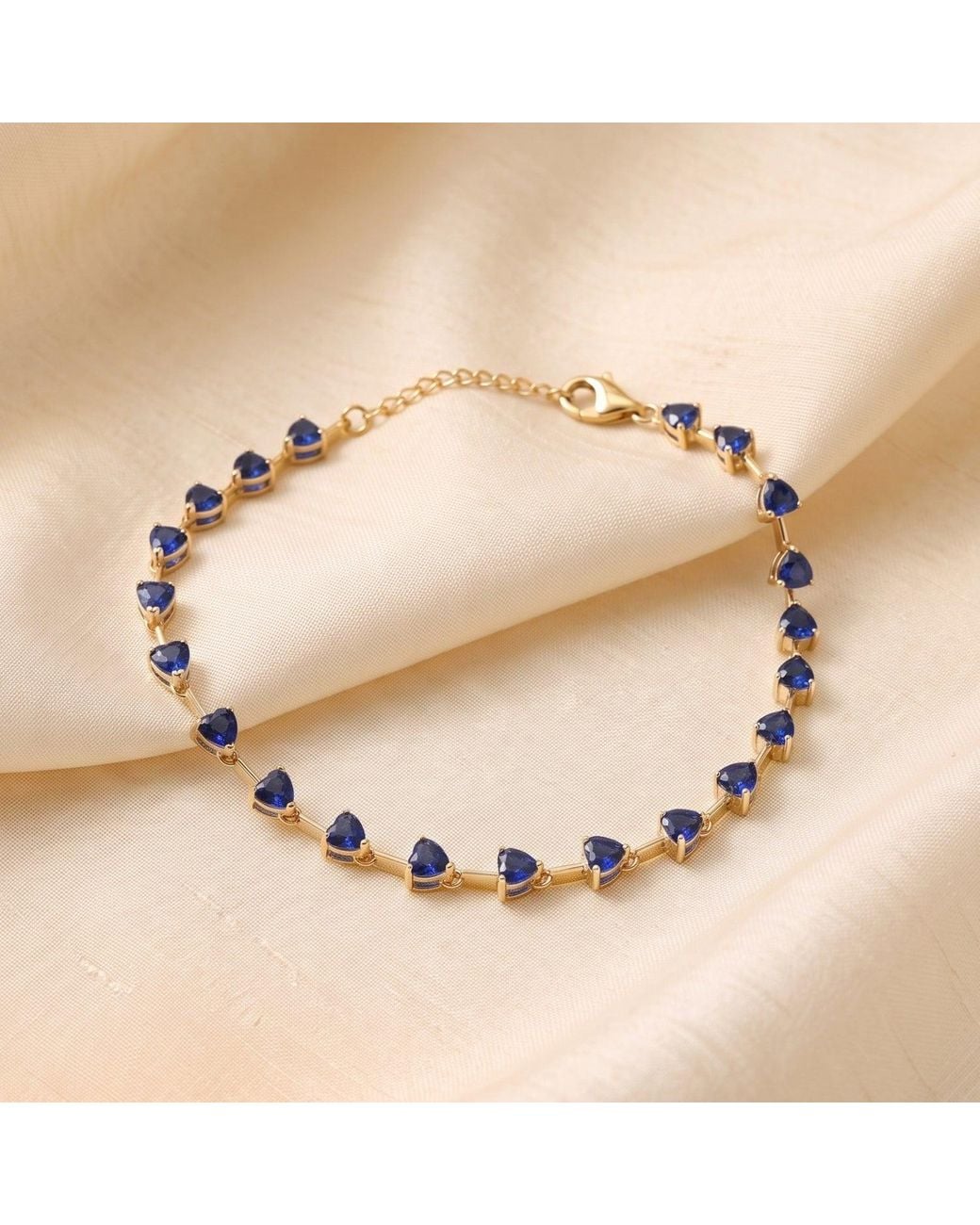 Sophelia Metallic Plated Sapphire September Birthstone Heart Tennis Bracelet