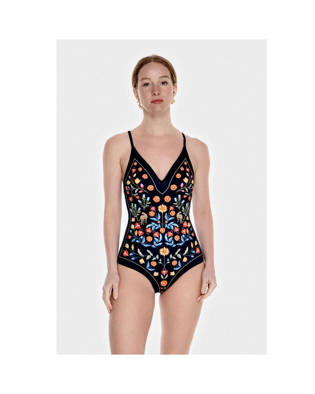 Jessie Zhao New York Black Night Imagination Reversible V-Neck One-Piece Swimsuit