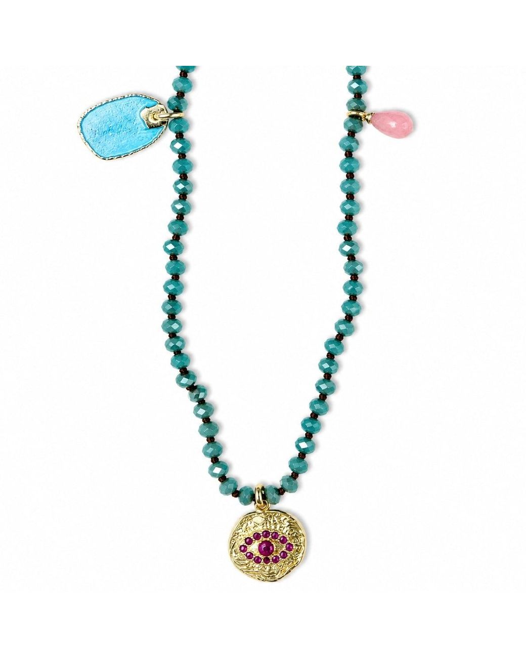 Persia Dona Jewelry Blue Sparkling Gems X Charms Necklace