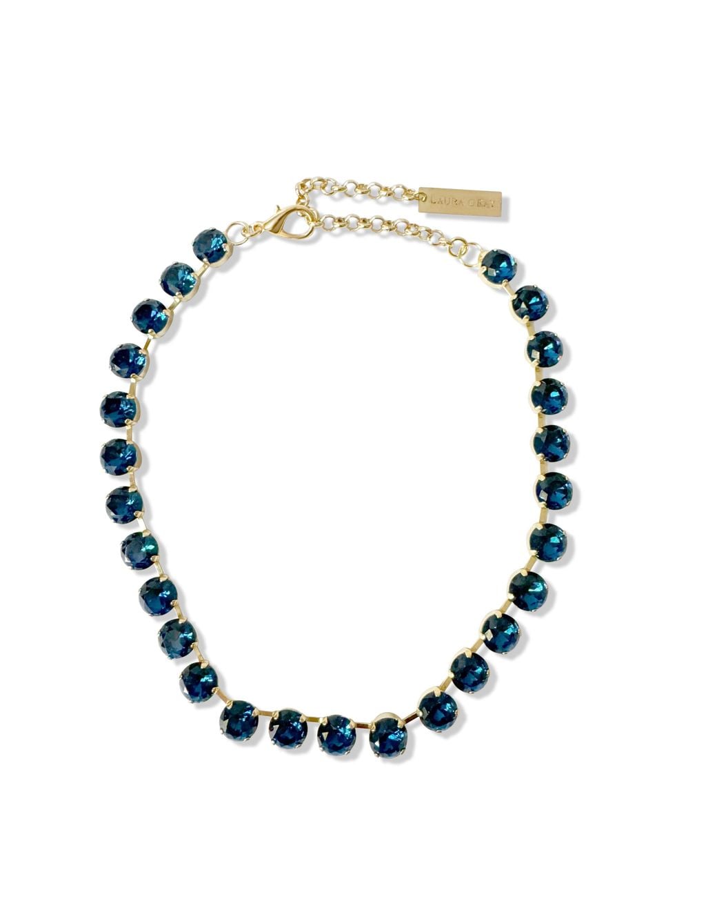 Laura Gray Blue Adjustable Dark Crystal Riviera Necklace