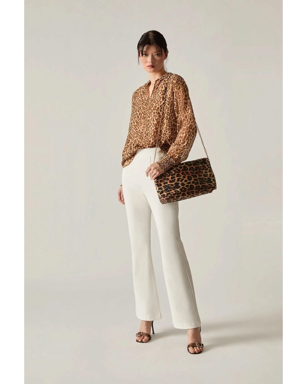James Lakeland Natural Camel Leopard Print Blouse
