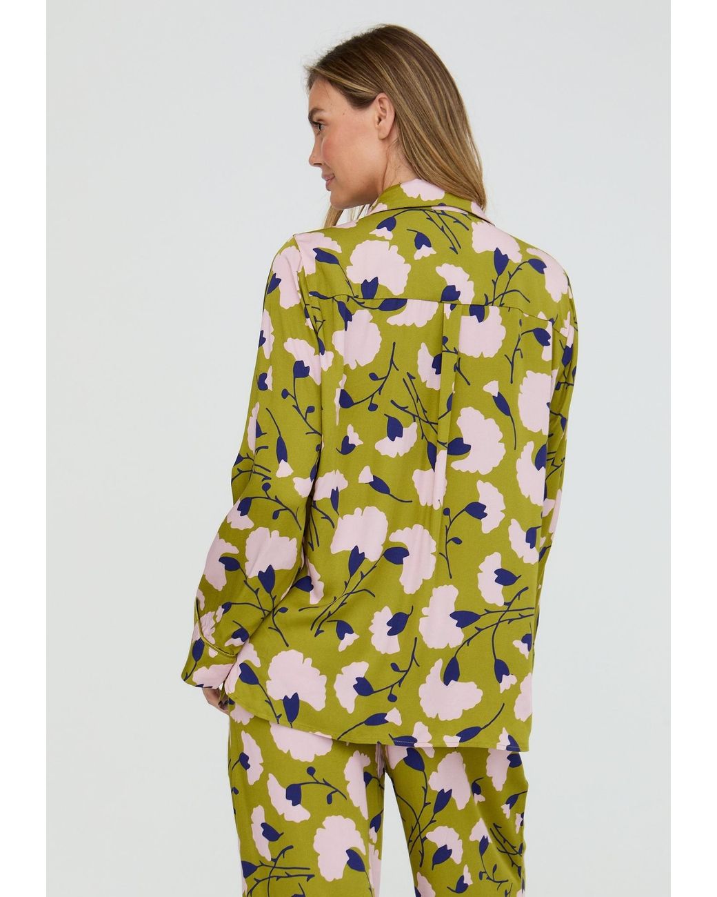 Lily and Lionel Green Evie Long Sleeve Floral Print Pyjama Set
