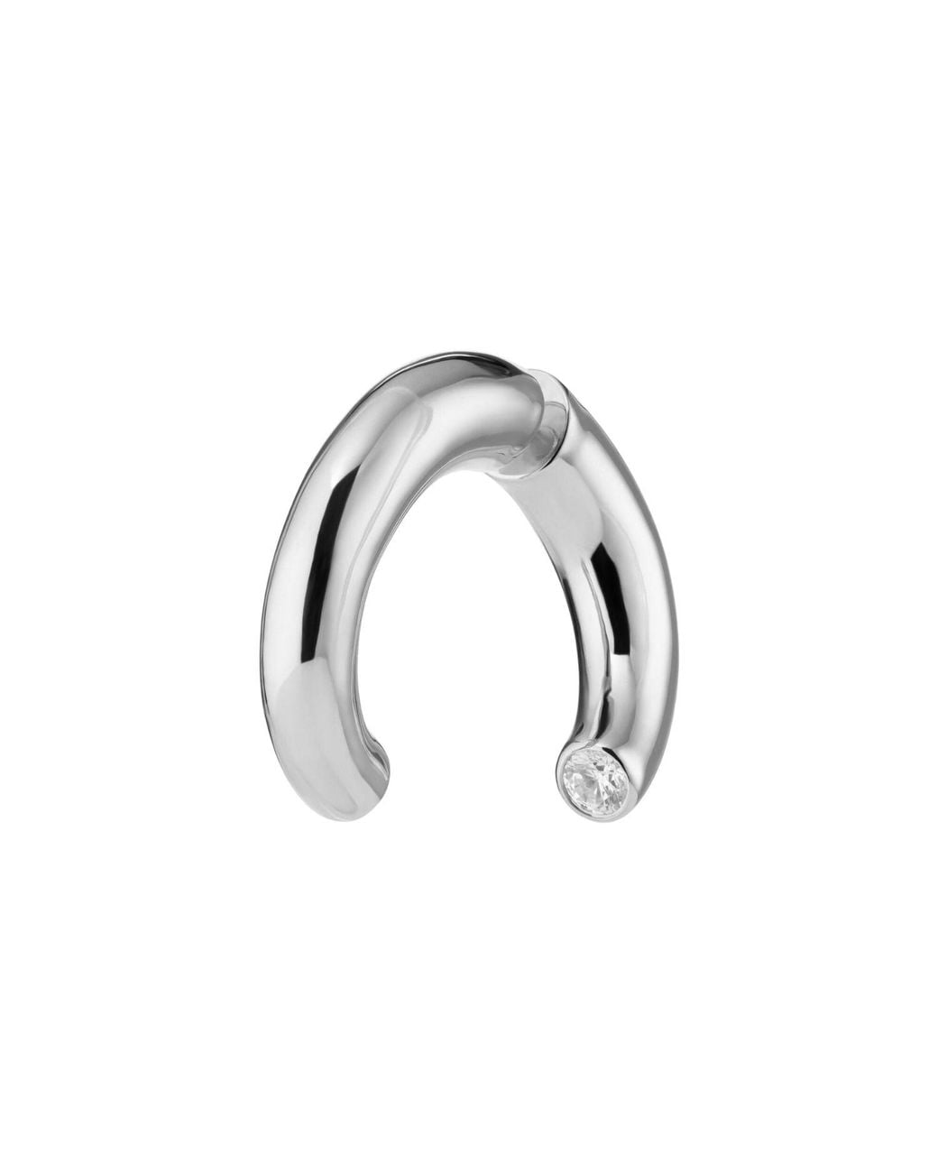 Scream Pretty Metallic Sparkle Single Split Hoop Earring With Clear Stone