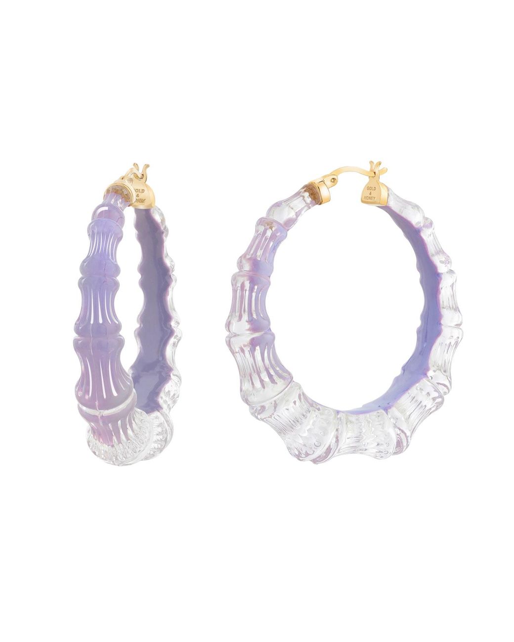 Gold & Honey Metallic Bamboo Illusion Hoops In Lavender