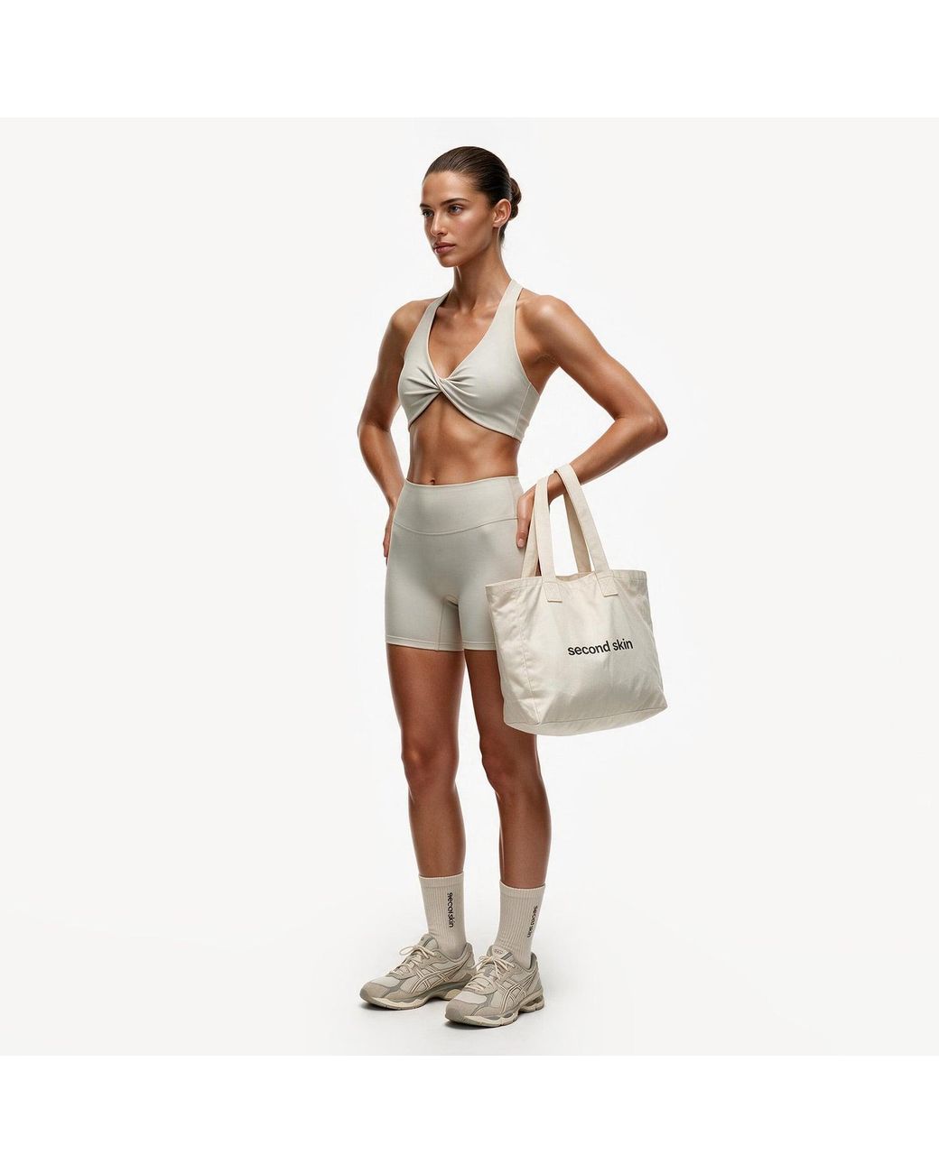Second Skin Solution White Second Skin Studio Biker Shorts Ivory