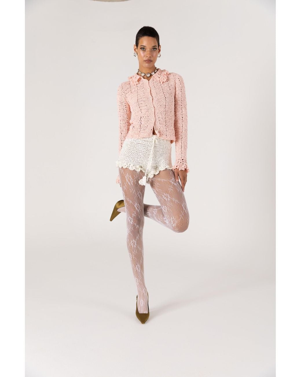 Andreeva Natural Chrysanthemum Handmade Crochet Shorts