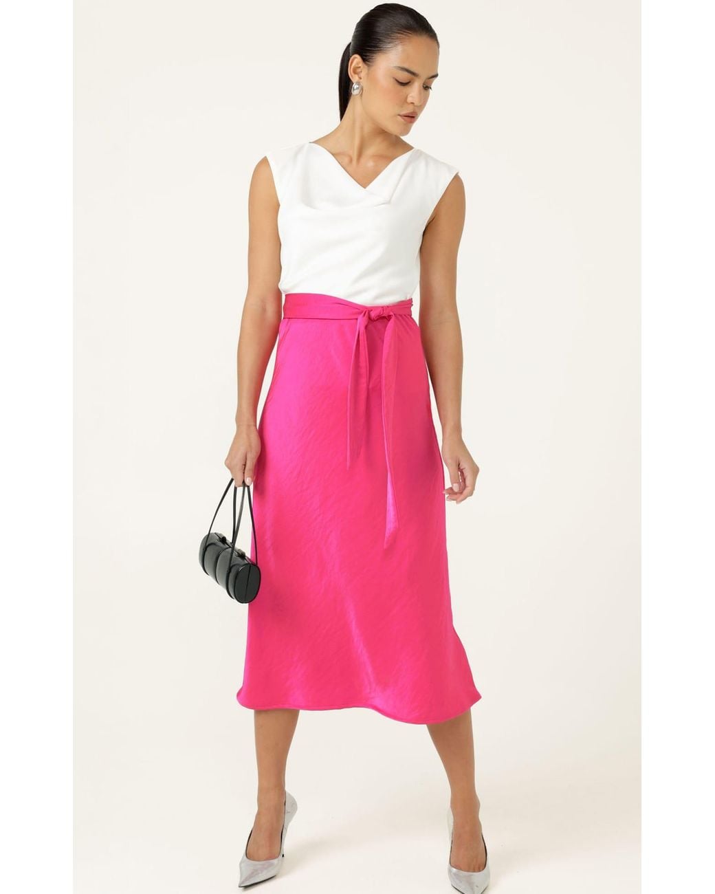 SACHA DRAKE Pink Luxe Bias Midi Skirt
