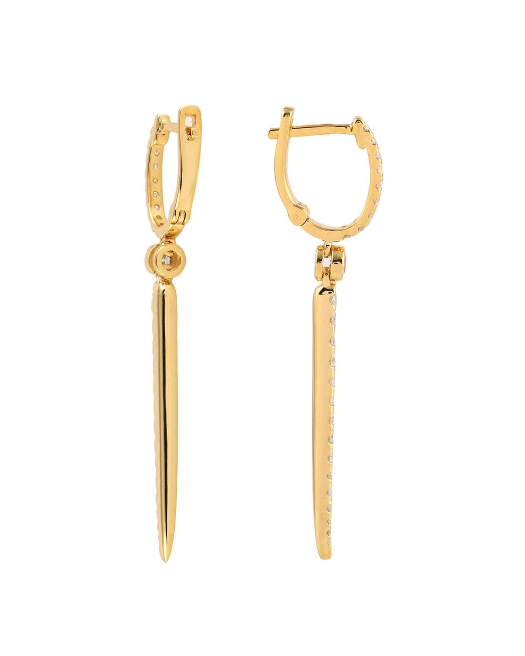 Artisan Metallic Diamond Bar Drop Hoop Earrings