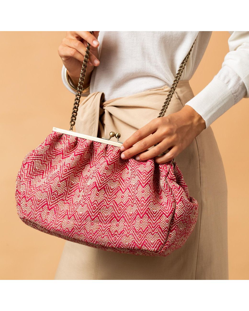 Danni Ro Red Neutrals Porto Clutch