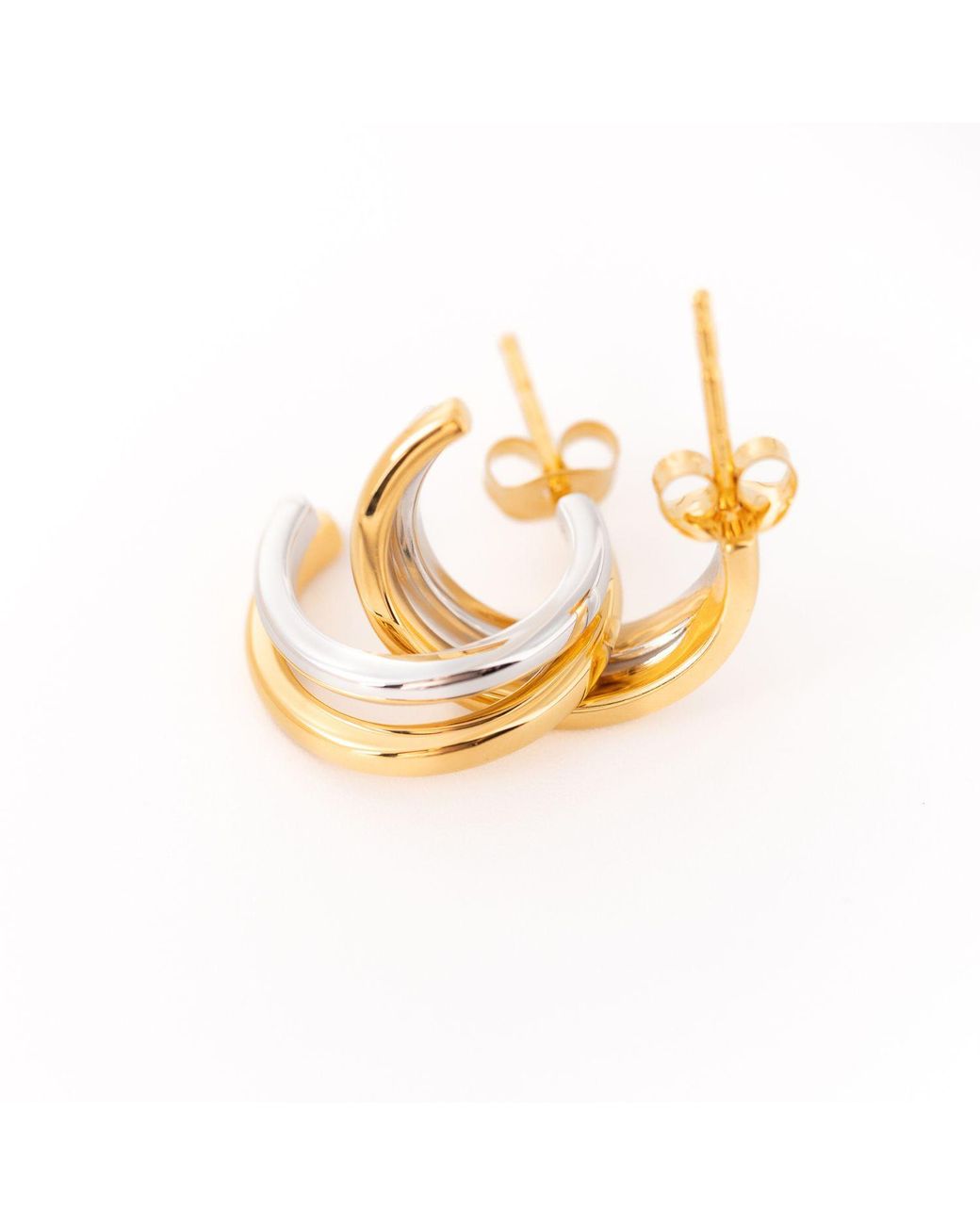 Belinda Jewelz Metallic Dangle Mixed Metal Hoops