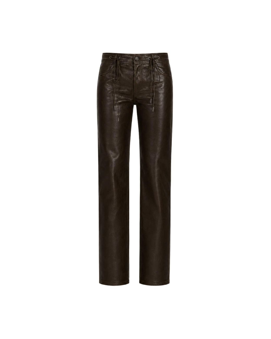 OW Collection Black Kaya Faux Leather Pants
